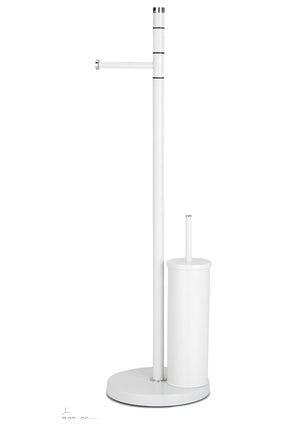 Piantana Porta Scopino e Rotolo Asciugamani Acciaio Bianco Cromo Windor Metaform Color: Bianco
