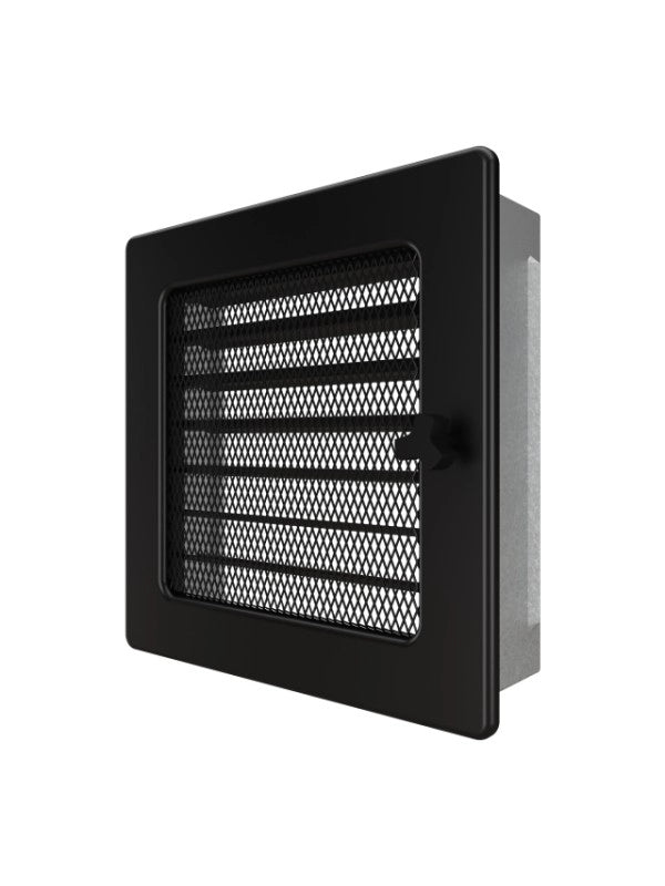 Griglia di ventilazione per camino 17x17 nera con tapparelle avvolgibili