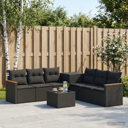 Set di divani 8 pz Nero Rattan sintetico e Acciaio 3448530
