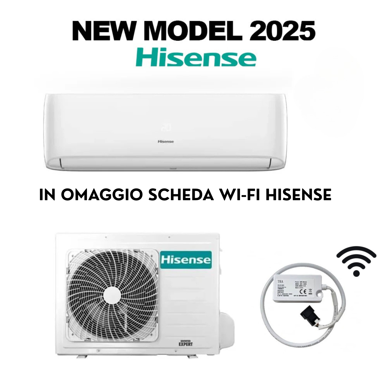 Hisense Climatizzatore Serie NEW MODEL 2025 EASY SMART 12000 BTU Inverter CA35LR03G + AS35LR03W R-32 + Modulo Wi-FI Omaggio