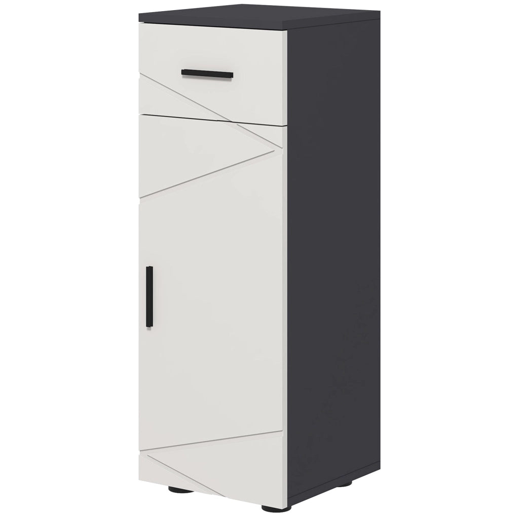 Mobiletto Bagno 1 Cassetto 1 Anta 30x30x82 cm in Truciolato Grigio