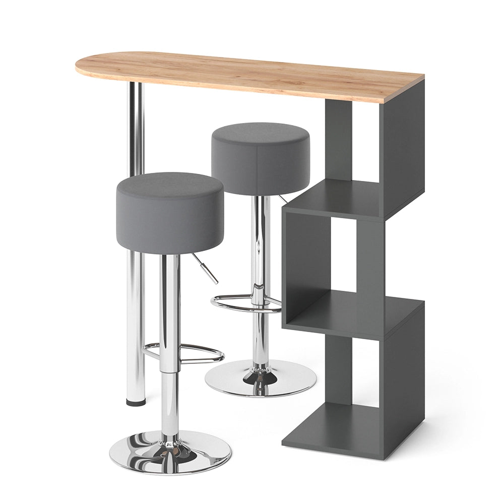 Vicco Tavolo bar con sgabelli Quercia dorata 113 x 39.8 cm con 2 sgabelli da bar