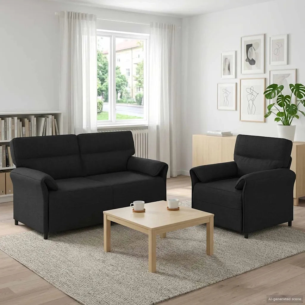 Set di divani 2 pz Nero Tessuto 3424859