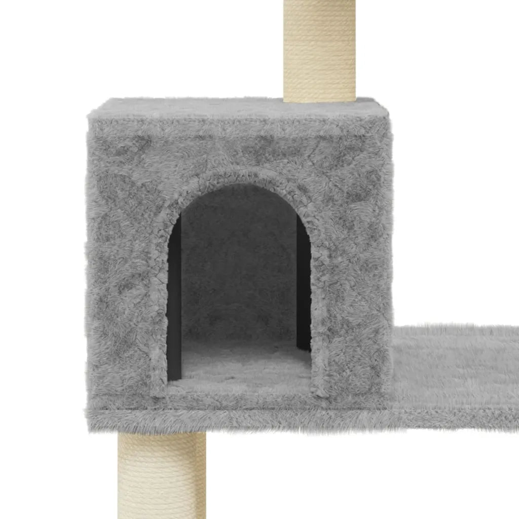 Albero per Gatti con Tiragraffi in Sisal Grigio Chiaro 147 cm 171477
