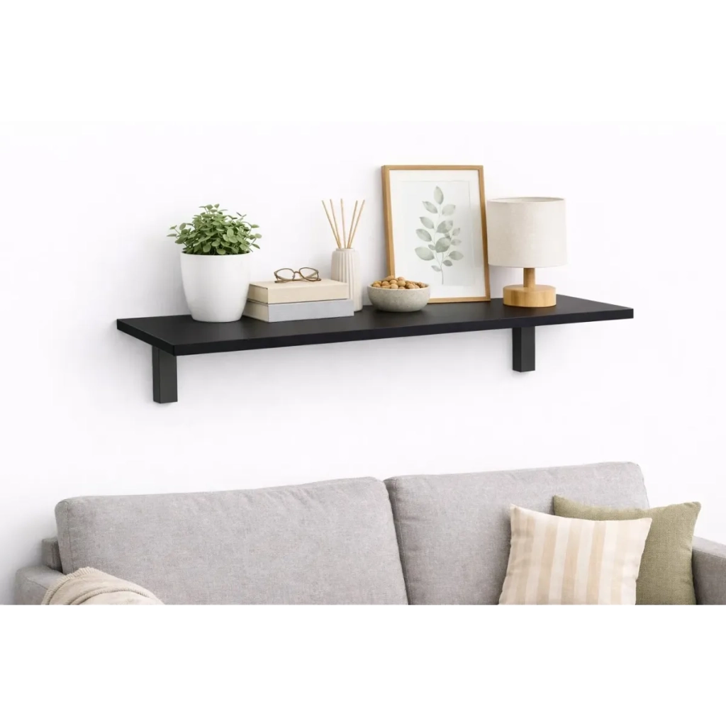 Mensola da Muro da appoggio in Legno nobilitato spessore 1,8 cm in colore Nero 80x60 cm