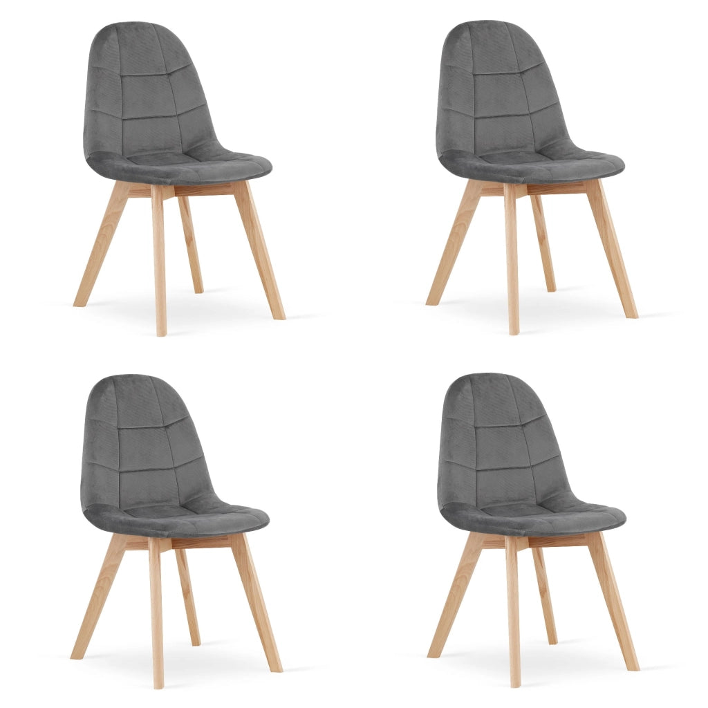 Sedia Valora NUUC in velluto grigio scuro, design ergonomico x4