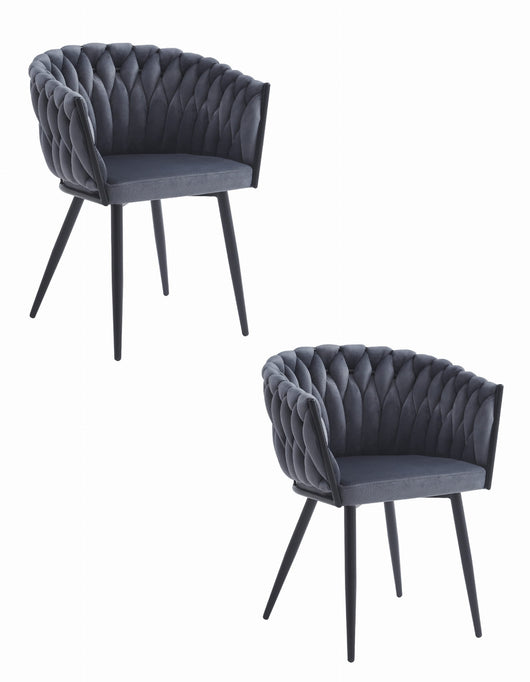 Sedia VALORA MAYAN - Design ergonomico in velluto grigio scuro x2