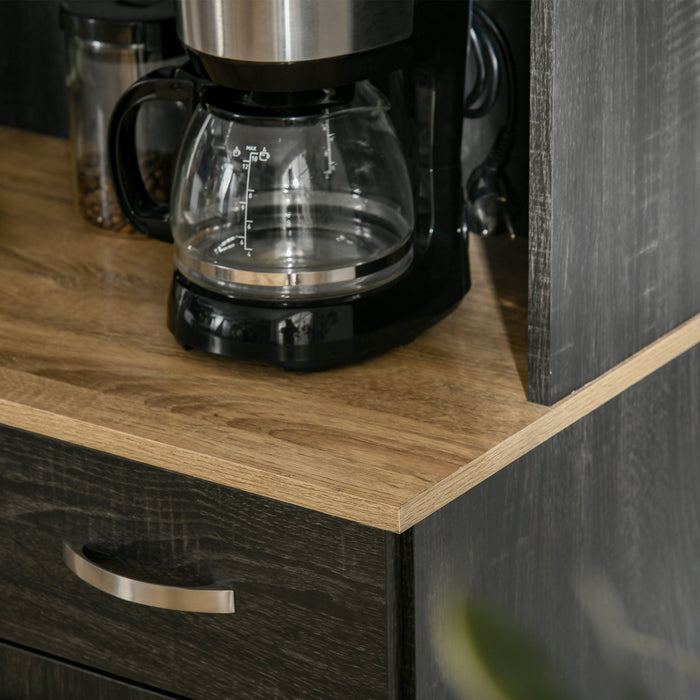 Mobile Dispensa Alto 101x39x180 cm con Cassetto e Armadietti in Truciolato Nero