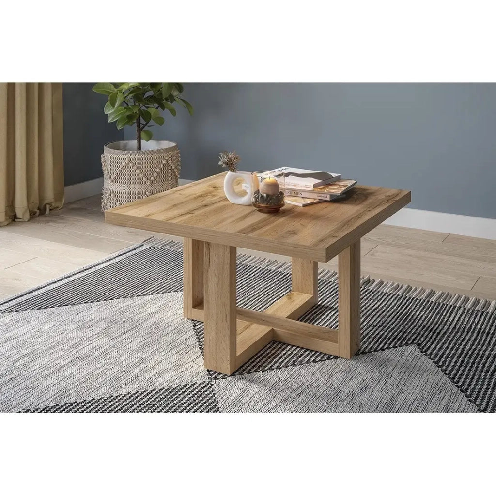 Tavolino da salotto design forma quadrata collezione COXI colore rovere.