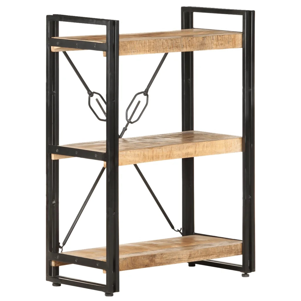 Libreria a 3 Ripiani-Scaffale per Libri-Mobile di Stoccaggio 60x30x80 cm in Legno Massello di Mango