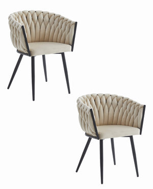 Valora MAYAN CHAIR Beige Velvet Gambe Nere x2