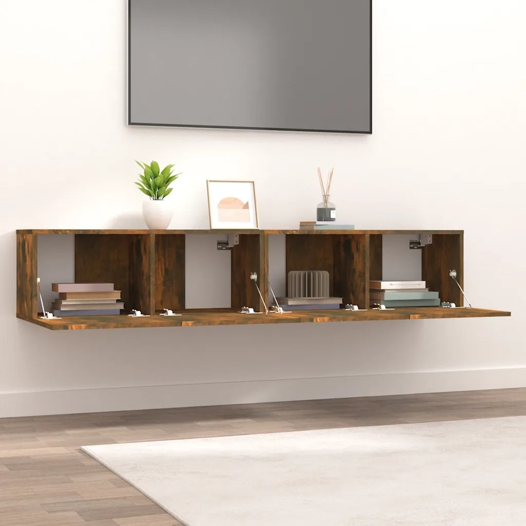 Mobili TV 2 pz Rovere Fumo 80x30x30 cm Legno Multistrato 820463