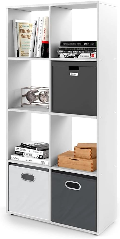 Divisorio per ambienti Scutum, Bianco, 143 x 72 cm, per l’utilizzo come divisorio o come libreria aperta