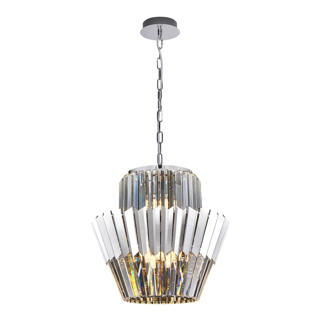 Lampadario cristallo glamour cromato Donna 9xE14 40W Milagro