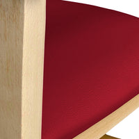 Seggiolone in legno color naturale con seduta imbottita in similpelle rosso