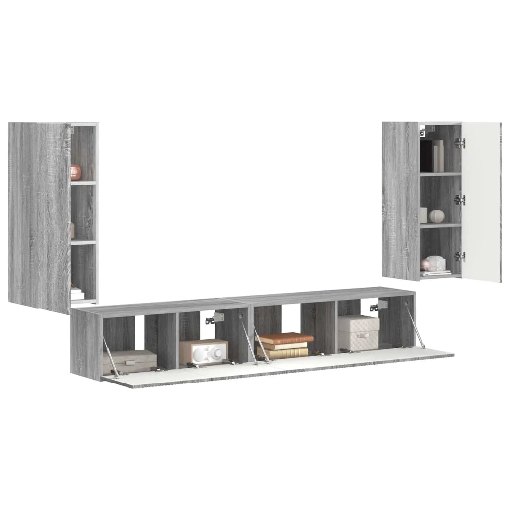 Set mobile TV 4 pcs Grigio Sonoma Legno multistrato