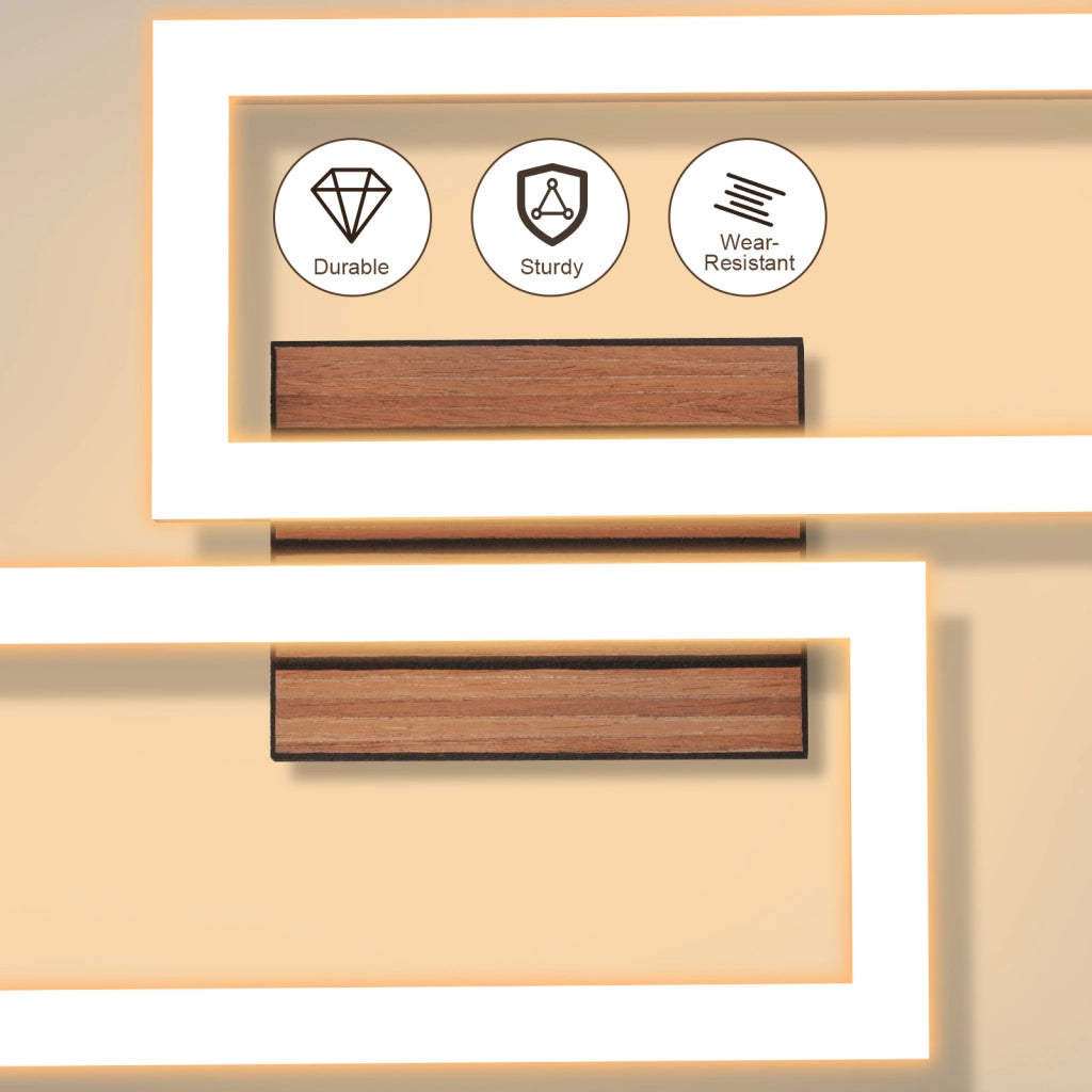 ZMH Lampada da soffitto LED 8W moderna 49CM 3000K luce calda quadrata effetto legno soggiorno camera da letto corridoio