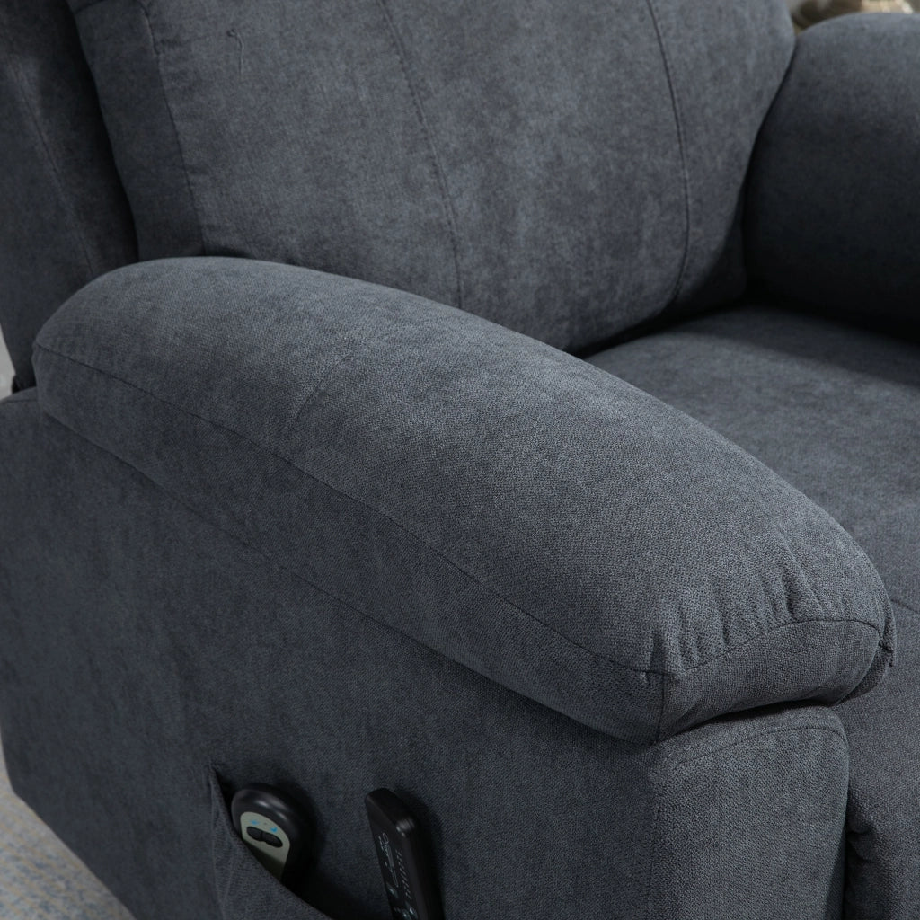 EasyComfort Poltrona Alzapersona Reclinabile fino a 135° con 8 Punti Massaggianti, Telecomando e Poggiapiedi 89x99x103 cm, Grigio