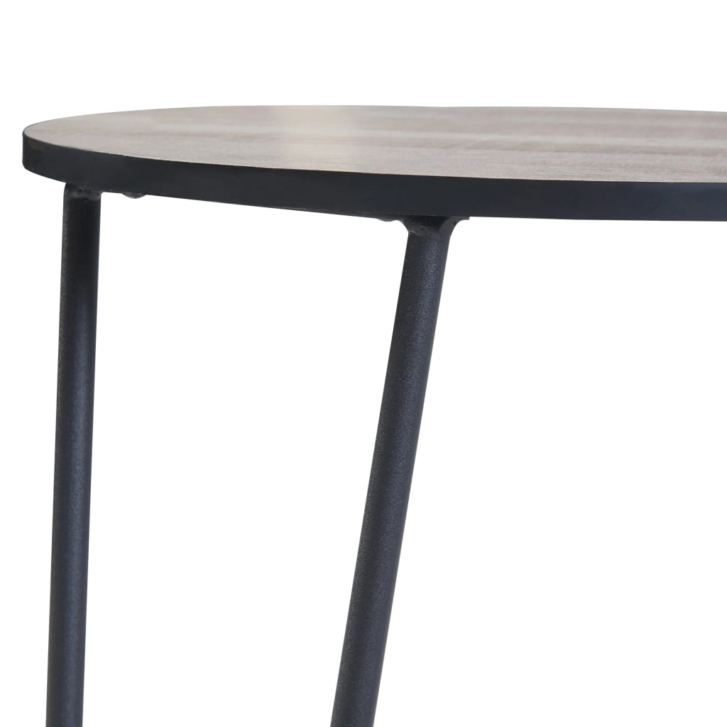 Tavolino con ripiano in metallo MDF 61 x 44 x 44 cm effetto rovere nero 03_0010980