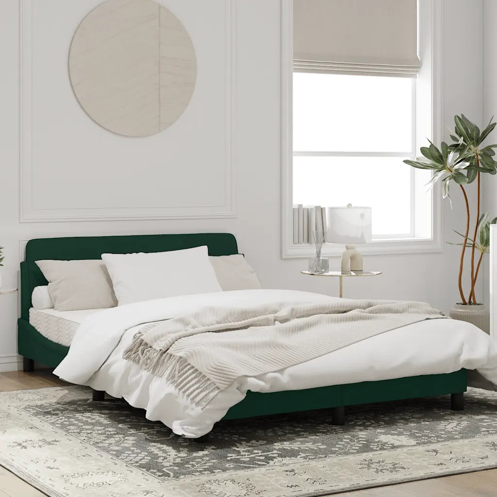 Giroletto-Struttura Letto Dover Verde Scuro 140x190 cm in Velluto