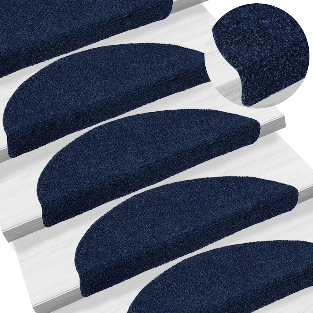 Tappetini per scale autoadesivi 15 pz 56x17x3 cm blu navy semicircolari 322356
