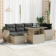 Set Divani da Giardino 7pz con Cuscini Grigio Chiaro Polyrattan 3326673