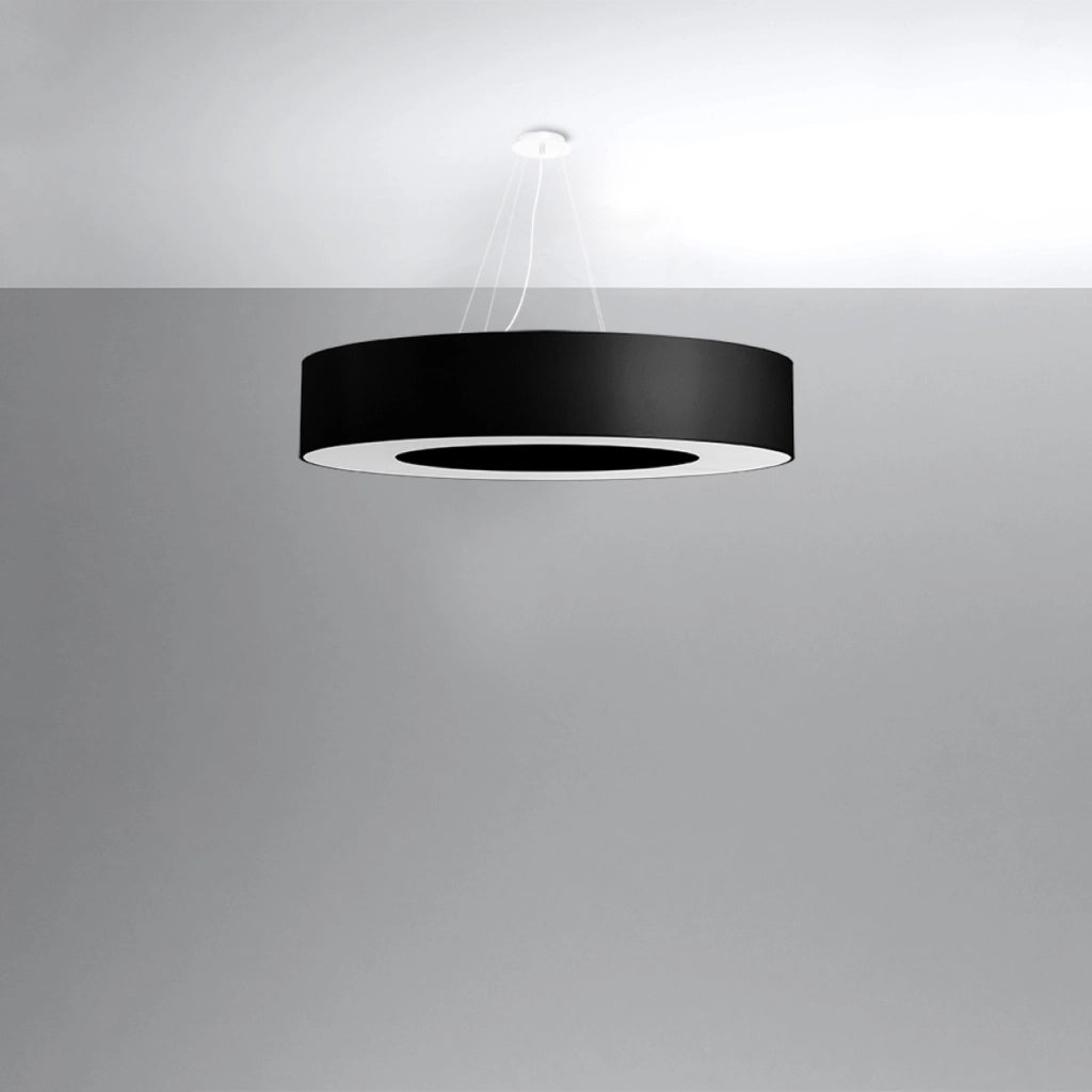 Lampada a sospensione rotonda nera 90cm JOVIAN 8xE27