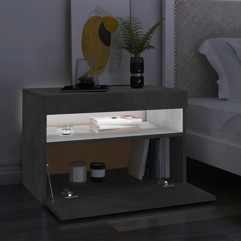Mobile Porta TV con Luci LED Grigio Cemento 60x35x40 cm 804417