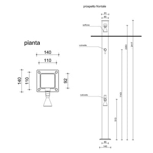 DOCCIA PER ESTERNO MALDIVE 14X14XH240CM GRIGIA