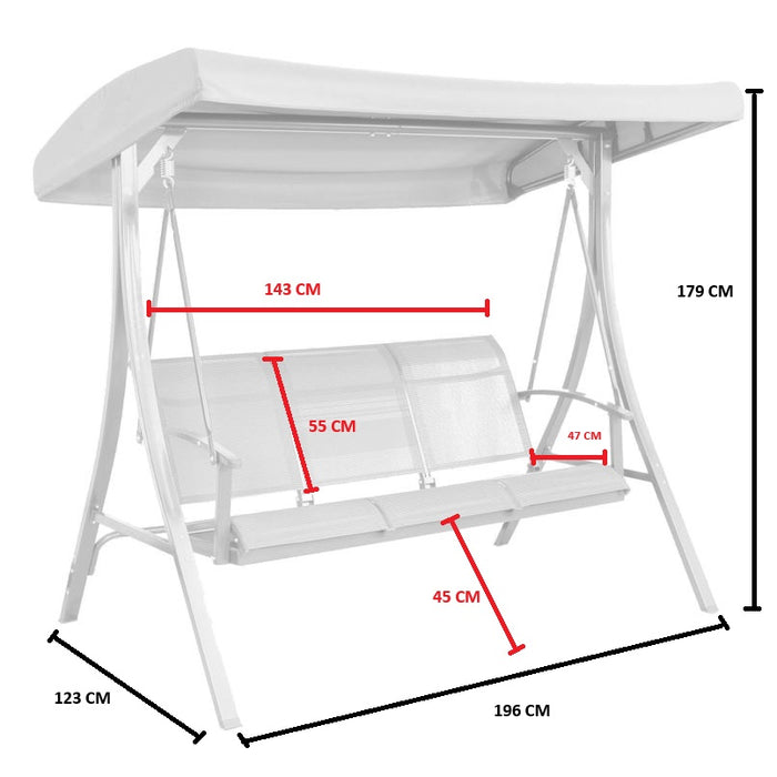 DONDOLO 3 POSTI 196X123XH179CM CON STRUTTURA E COP
