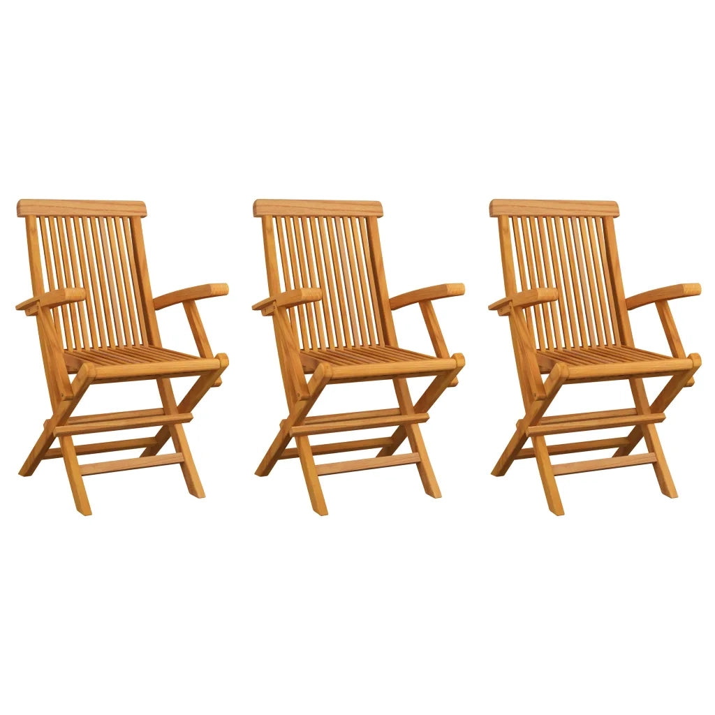 Sedie da Giardino con Cuscini Tortora 3 pz Legno Massello Teak 3062537