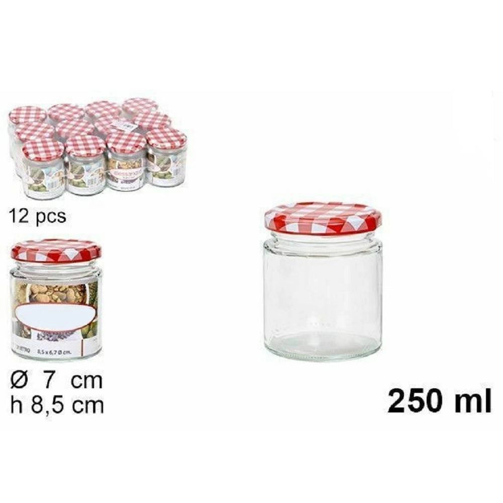 Trade Shop - Set 12 Pezzi Contenitore Barattolo In Vetro Con Coperchio Barattolini 250ml -