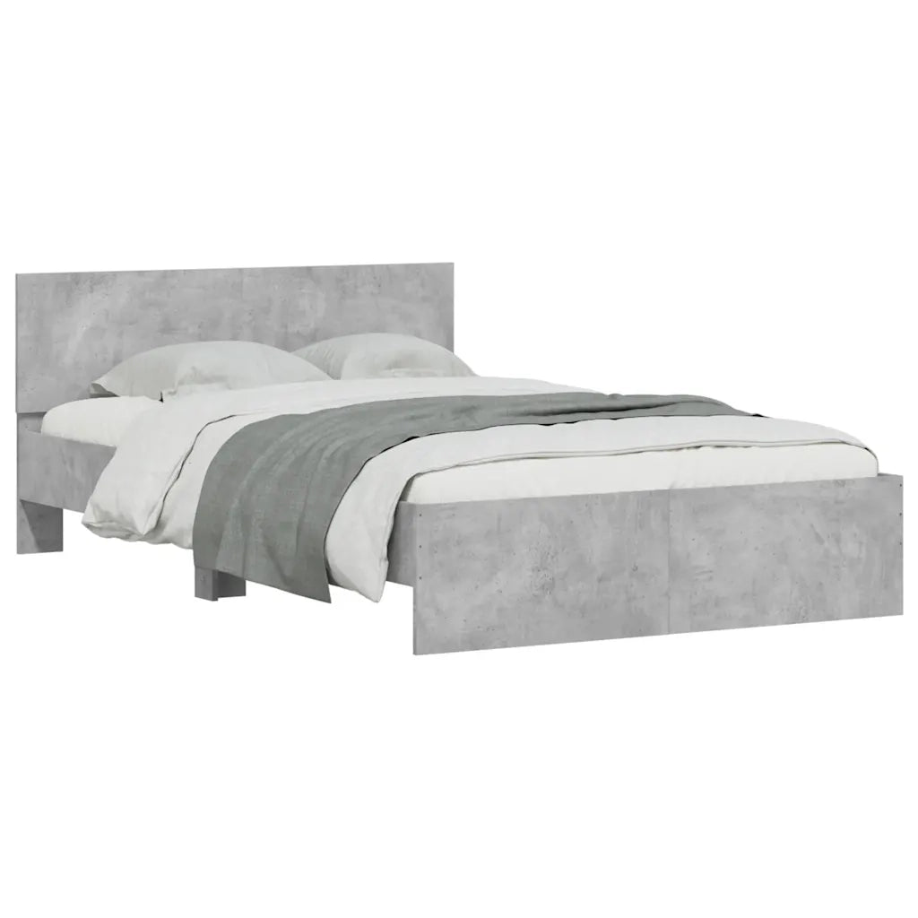 Letto matrimoniale | Letto per adulti | Giroletto con Testiera e LED Grigio Cemento 140x190 cm