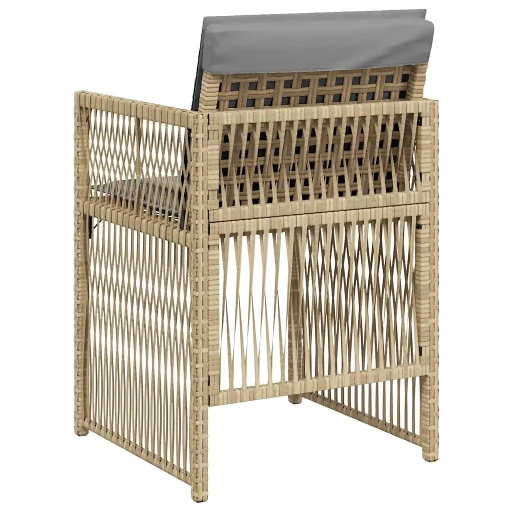 Sedie da Giardino con Cuscini 4 pz Beige Misto in Polyrattan