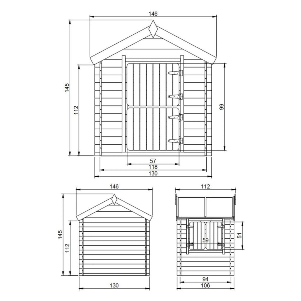 Casetta legno per bambini - L112xL146xA145cm/ 1,1m2 - Timbela M516-1