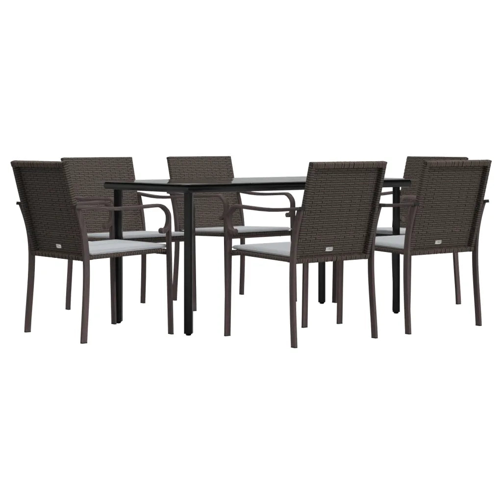 Set Pranzo da Giardino 7 pz con Cuscini in Polyrattan e Acciaio 3186962