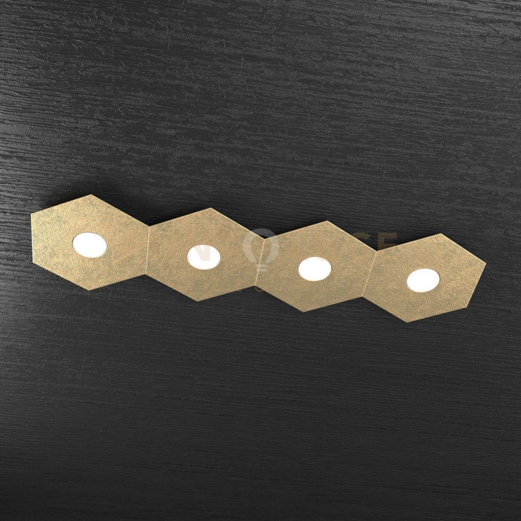 HEXAGON APPLIQUE-PLAFONIERA 4 LUCI FOGLIA ORO 1142-4L-FO