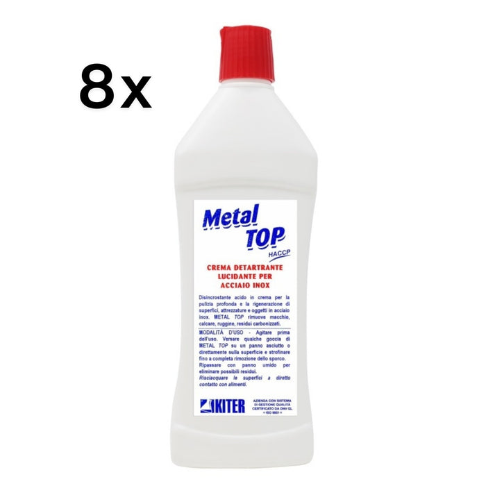 Metal Top 8 Pezzi x 500 ml, Crema Anticalcare Lucidante Acciaio Inox HACCP | Kiter
