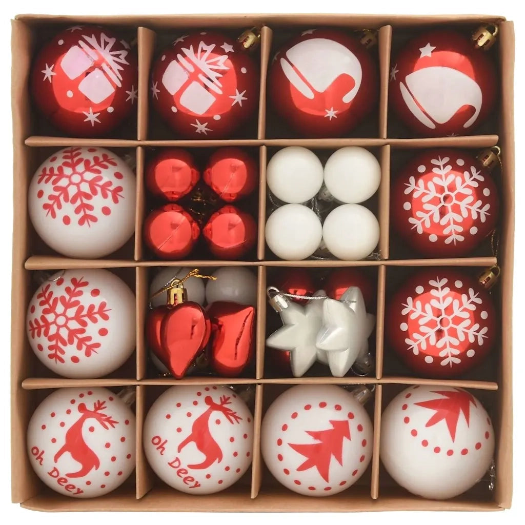Set di Palle di Natale 40 pz Rosso e Bianco Plastica CFW9187010