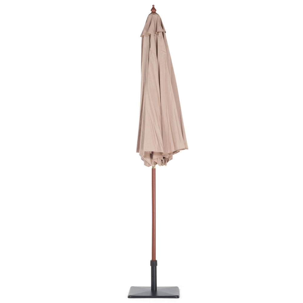 Ombrellone da Giardino Tessuto Beige Sabbia ø 270 x 254H cm Palo Betulla Pieghevole Esterno Moderno
