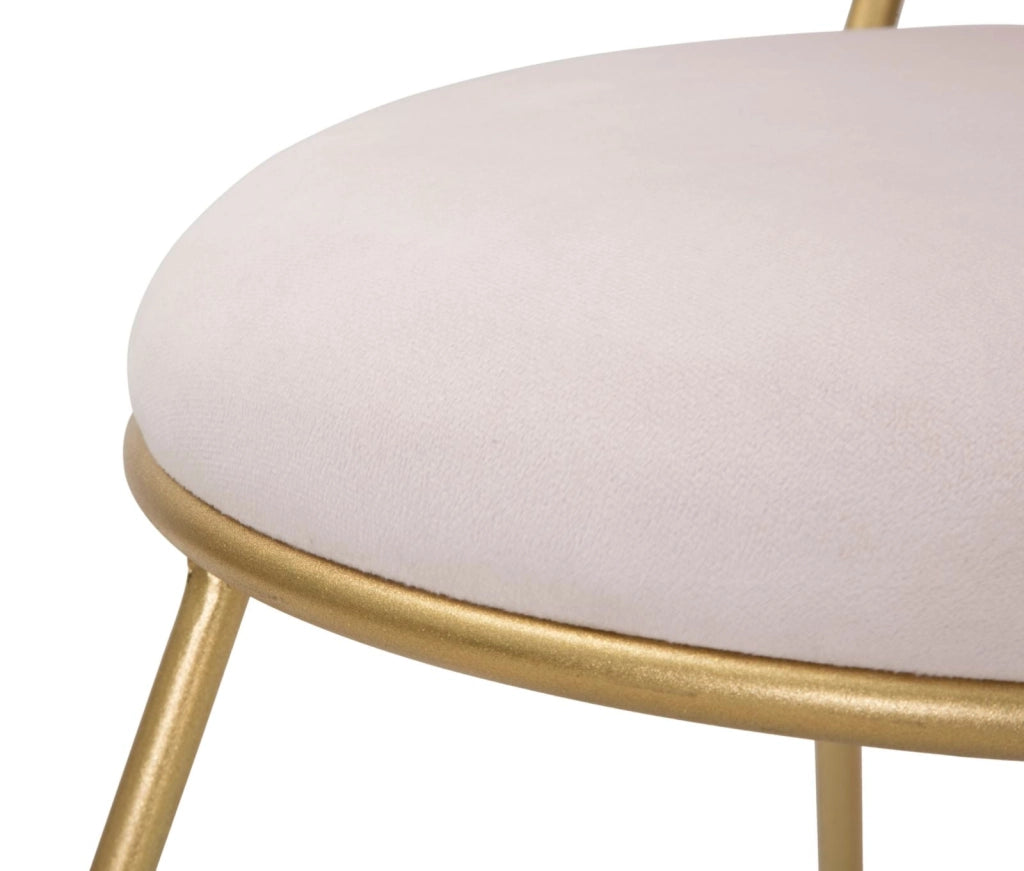 Sedia con Schienale a Cuore 37x47x80 cm in Metallo e Tessuto Imbottito