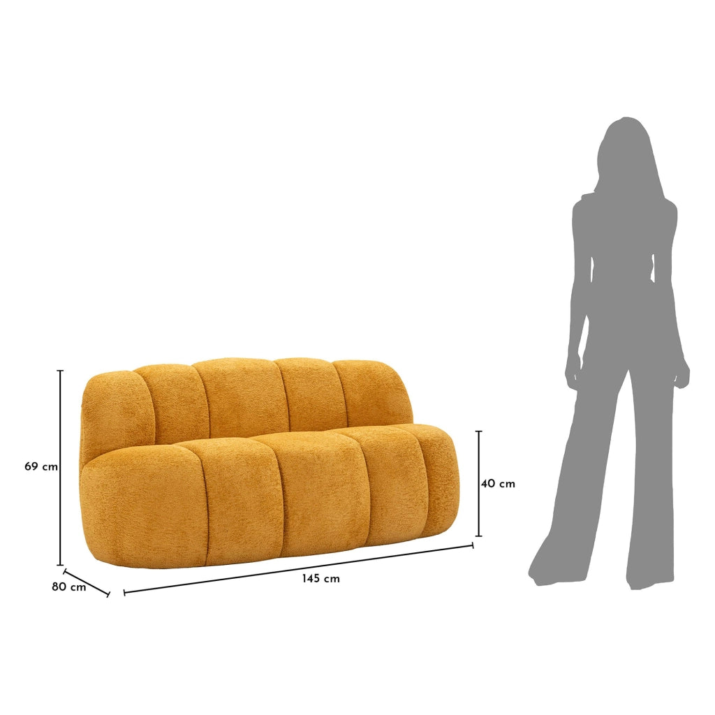 Alchi, Divano Fisso 2 Posti Posti a Sedere 2, 82x58x147h cm Giallo Senape
