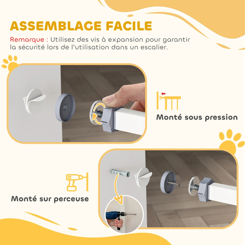 Barriera di sicurezza per cani ¨C zephmum ¨C Bianco 74-80 / 91,5-97,5 cm