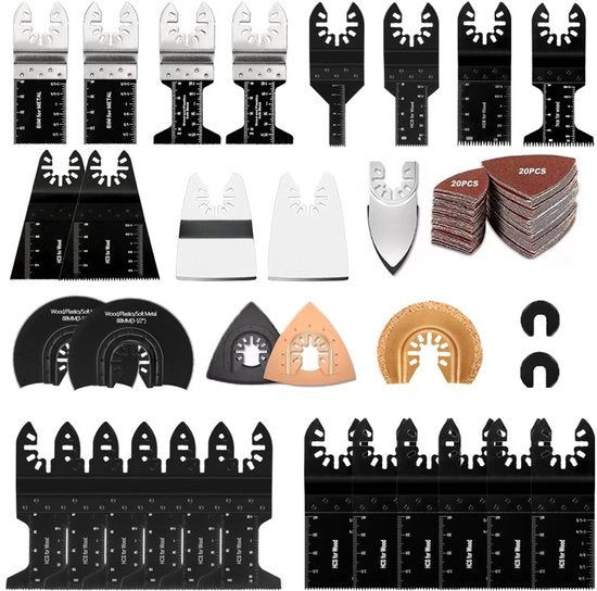 Set di accessori da 72 pezzi per sega a rasoio, set di lamiere professionali per segare legno/metallo/plastica. Adatto per Fein Multimaster, Dremel, Bosch, Makita e Dewalt.