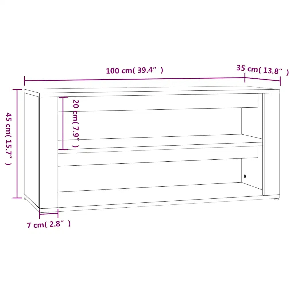 Scarpiera-Scaffale per scarpe Grigio Cemento 100x35x45 cm in Legno Multistrato 164468