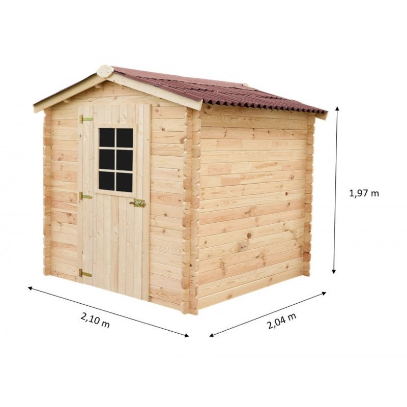 Casetta in legno da giardino con porta vetrata – 200x200 cm – tavole 28 mm, tetto bitumato – VD2020.02N Foresta