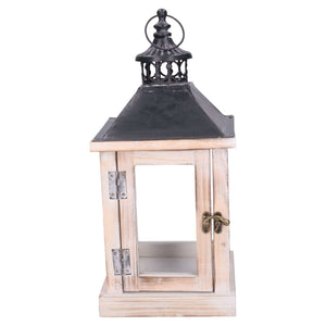 Lanterna in legno sbiancato rettangolare cm 17x17xh37