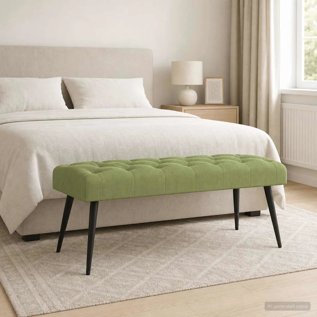 Panchina con bottoni imbottiti Verde chiaro 110 x 40 x 46 cm 42038574