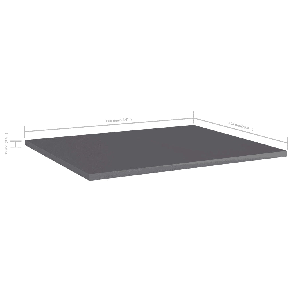 Ripiani per Libreria 8pz Grigio Lucido 60x50x1,5cm Multistrato 805281