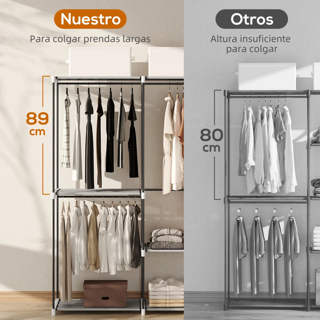Armadio Aperto con Ripiani e Appendiabiti ¨C Zephmum ¨C Grigio 142x43x185 cm